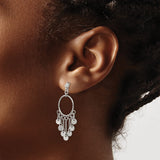 Stainless Steel Dangle Hoop Earrings with Disc Charms and Chain Accents, Modern Boho Style