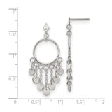 Stainless Steel Dangle Hoop Earrings with Disc Charms and Chain Accents, Modern Boho Style