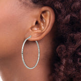 Stainless Steel Hoop Earrings, Large Lightweight Twisted Textured Design, Unisex Style