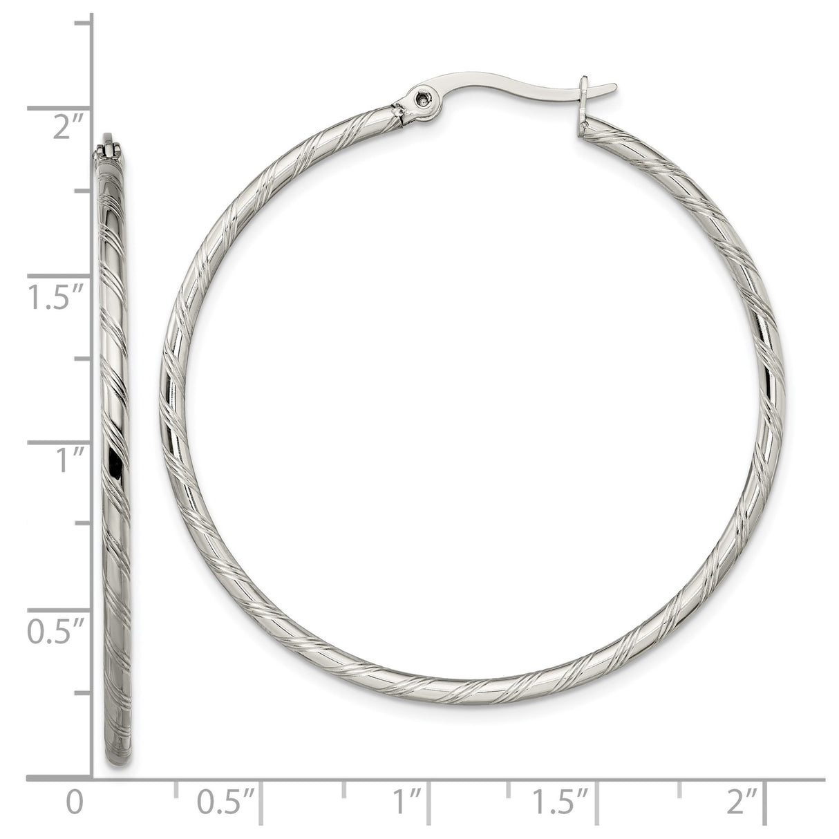 Stainless Steel Hoop Earrings, Large Lightweight Twisted Textured Design, Unisex Style