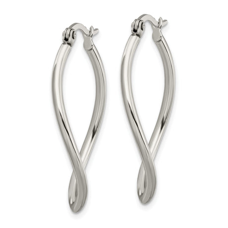 Stainless Steel Twist Hoop Earrings, Marquise Teardrop Infinity Design, Hypoallergenic Finish