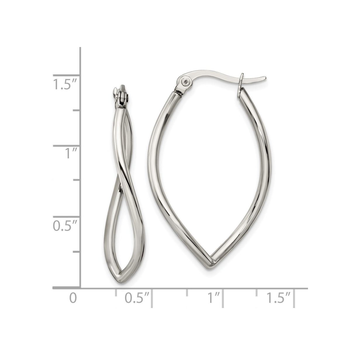 Stainless Steel Twist Hoop Earrings, Marquise Teardrop Infinity Design, Hypoallergenic Finish
