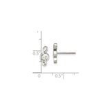 316 Stainless Steel Treble Clef Stud Earrings, Polished Music Note Design