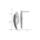 Stainless Steel Drop Earrings with Crystal Accents, Curved Modern Design