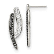 Stainless Steel Drop Earrings with Crystal Accents, Curved Modern Design