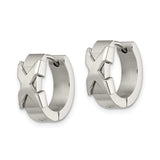Stainless Steel Hoop Earrings with Geometric Cross Design, Unisex Christian Jewelry