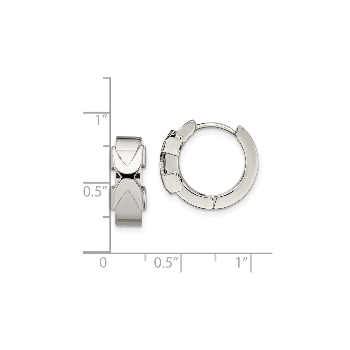Stainless Steel Hoop Earrings with Geometric Cross Design, Unisex Christian Jewelry