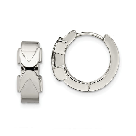 Stainless Steel Hoop Earrings with Geometric Cross Design, Unisex Christian Jewelry