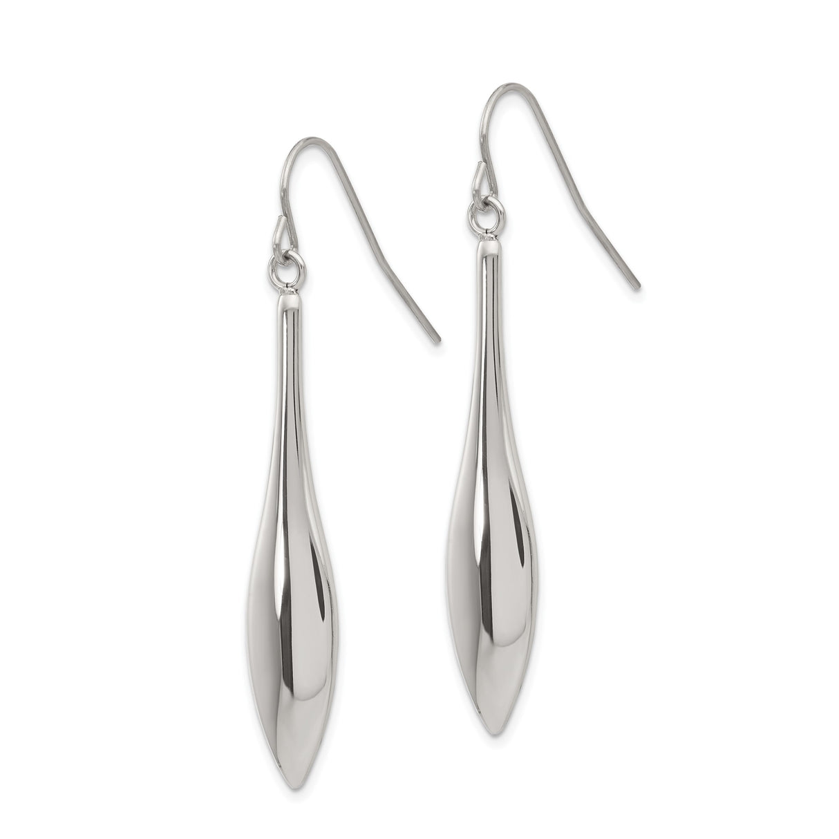 Stainless Steel Teardrop Dangle Earrings, Sleek Polished Drop Design with Hook Back