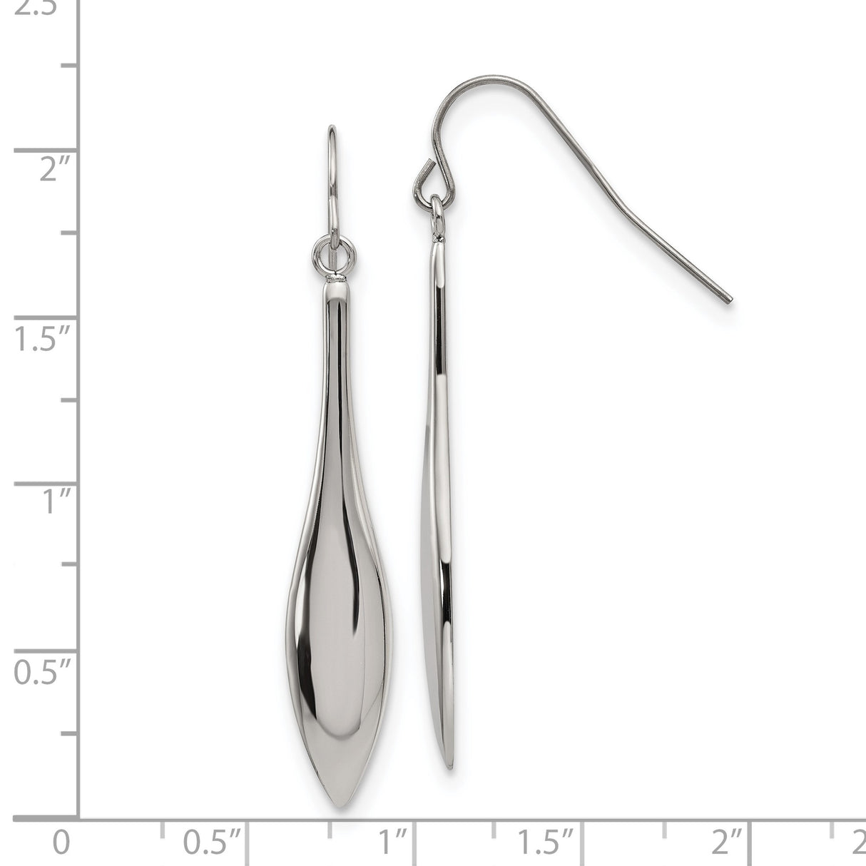 Stainless Steel Teardrop Dangle Earrings, Sleek Polished Drop Design with Hook Back