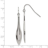 Stainless Steel Teardrop Dangle Earrings, Sleek Polished Drop Design with Hook Back