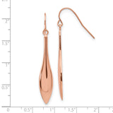 Stainless Steel Drop Earrings, Rose Gold Tone, Elongated Teardrop, Modern Hook Style for Women