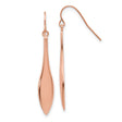 Stainless Steel Drop Earrings, Rose Gold Tone, Elongated Teardrop, Modern Hook Style for Women