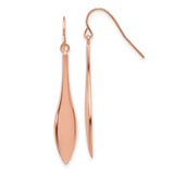 Stainless Steel Drop Earrings, Rose Gold Tone, Elongated Teardrop, Modern Hook Style for Women