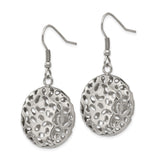 316 Stainless Steel Dangle Earrings with Round Disc Cutout Design, Lightweight and Hypoallergenic