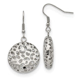 316 Stainless Steel Dangle Earrings with Round Disc Cutout Design, Lightweight and Hypoallergenic