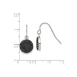 Stainless Steel Drop Earrings with Black Crushed Crystal Inlay, Geometric Modern Design