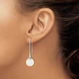 Stainless Steel Drop Earrings with Smooth White Glass Orb Accents, Minimalist Modern Design