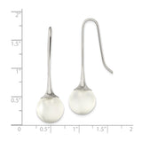 Stainless Steel Drop Earrings with Smooth White Glass Orb Accents, Minimalist Modern Design