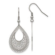 Stainless Steel Dangle Earrings with Floral Filigree Cutout Design, Teardrop Drop Style