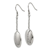 316 Stainless Steel Dangle Earrings with Cubic Zirconia, Round Disc Design, Hook Style