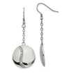 316 Stainless Steel Dangle Earrings with Cubic Zirconia, Round Disc Design, Hook Style