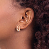 Stainless Steel Stud Earrings with Clear Crystal, Rose Gold Tone Teardrop Design for Women