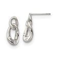 Stainless Steel Drop Earrings with Clear Crystals, Twisted Interlocking Oval Loops, Modern Style