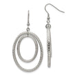 Stainless Steel Drop Earrings with Interlocking Oval Hoops and Diamond Cut Design