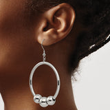 Stainless Steel Hoop Earrings with Open Circle Design and Triple Beads, Minimalist Style