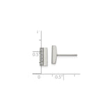 Stainless Steel Bar Stud Earrings with Cubic Zirconia, Brushed Modern Unisex Design