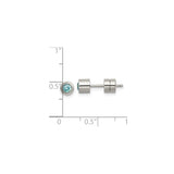 Stainless Steel Stud Earrings with Light Blue Cubic Zirconia, Cylinder Design