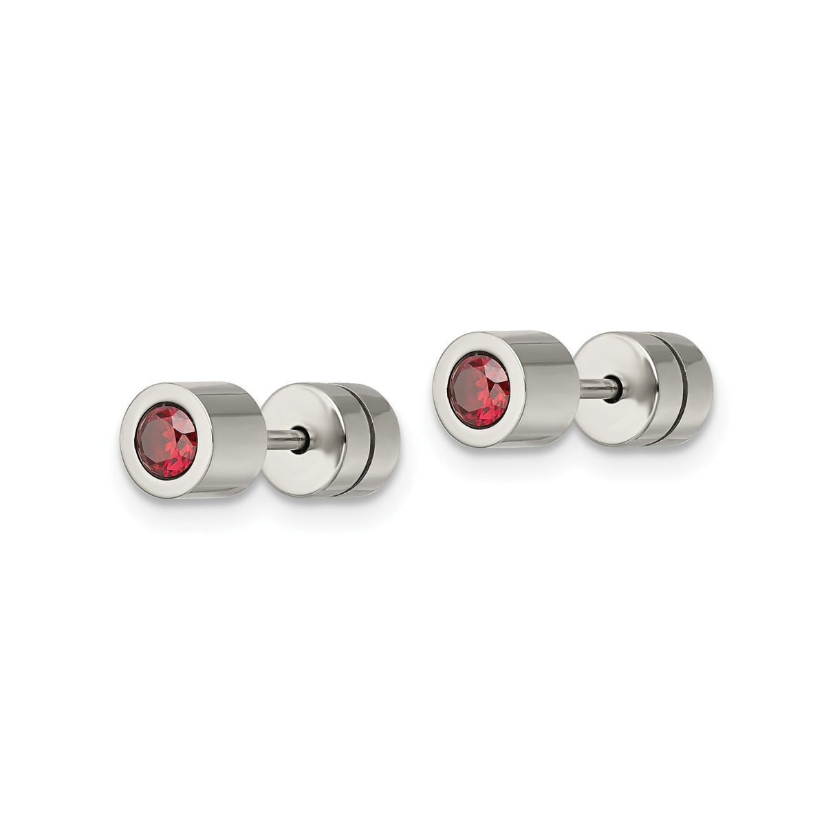 Stainless Steel Stud Earrings with Cubic Zirconia, Bezel Setting, Gothic Modern Style