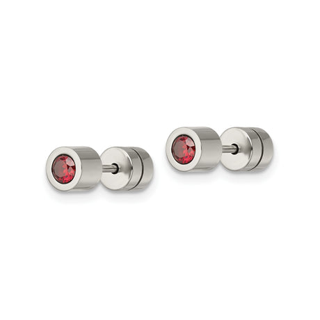 Stainless Steel Stud Earrings with Cubic Zirconia, Bezel Setting, Gothic Modern Style