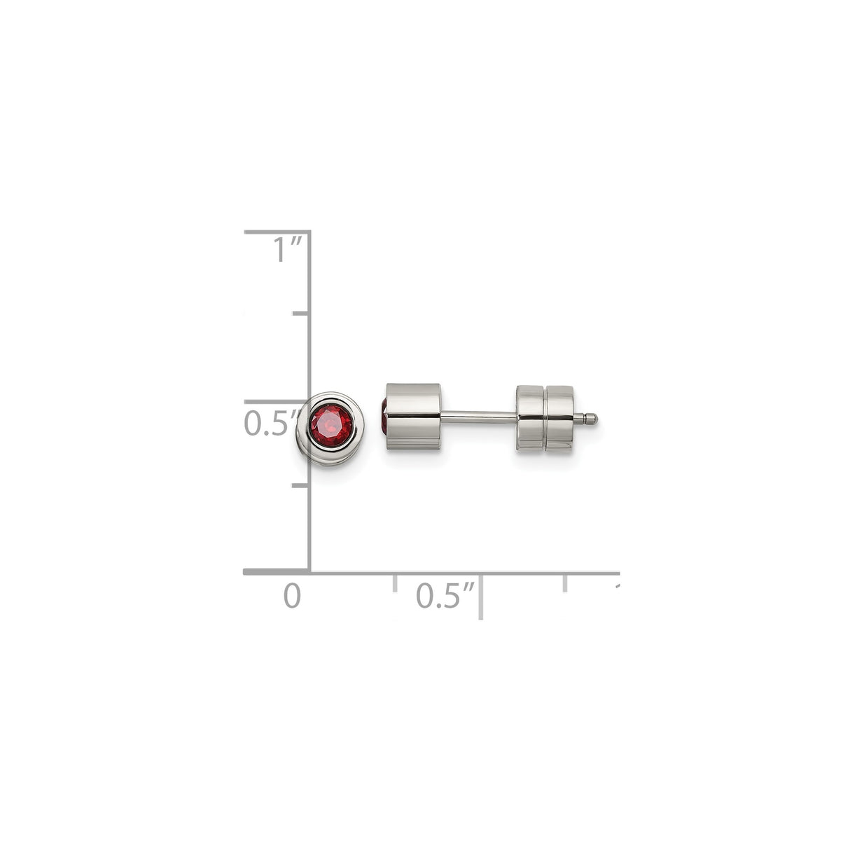 Stainless Steel Stud Earrings with Cubic Zirconia, Bezel Setting, Gothic Modern Style