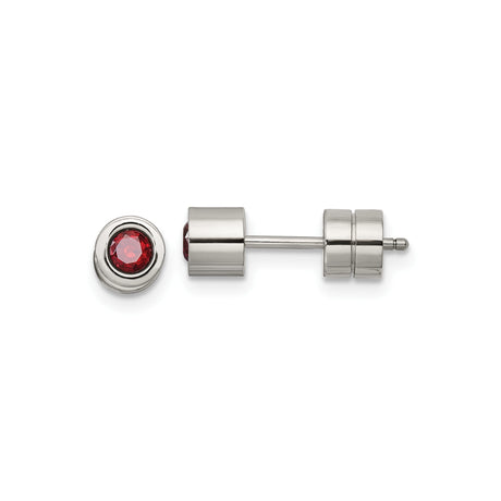 Stainless Steel Stud Earrings with Cubic Zirconia, Bezel Setting, Gothic Modern Style