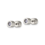 316 Stainless Steel Stud Earrings with Light Purple Cubic Zirconia, Bezel Set, Hypoallergenic Unisex Design
