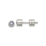 316 Stainless Steel Stud Earrings with Light Purple Cubic Zirconia, Bezel Set, Hypoallergenic Unisex Design