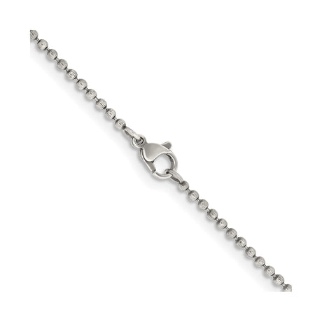 Stainless Steel 2 mm Ball (beaded) Chain Necklace alternate angle