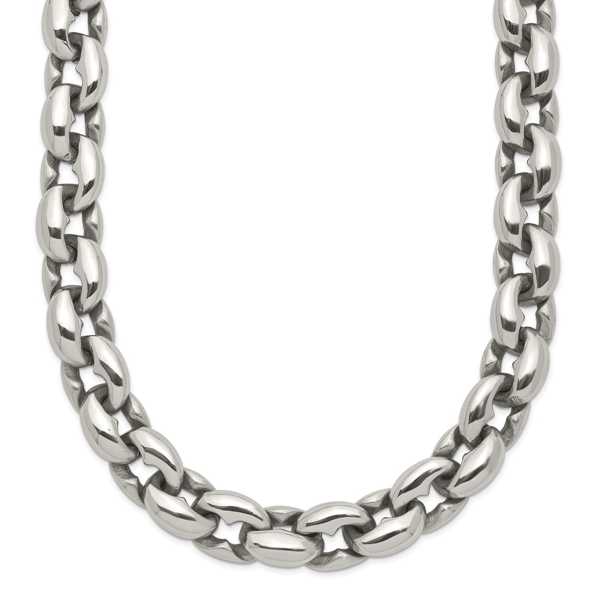 Stainless Steel 8 mm Polished Chain Necklace shown for scale