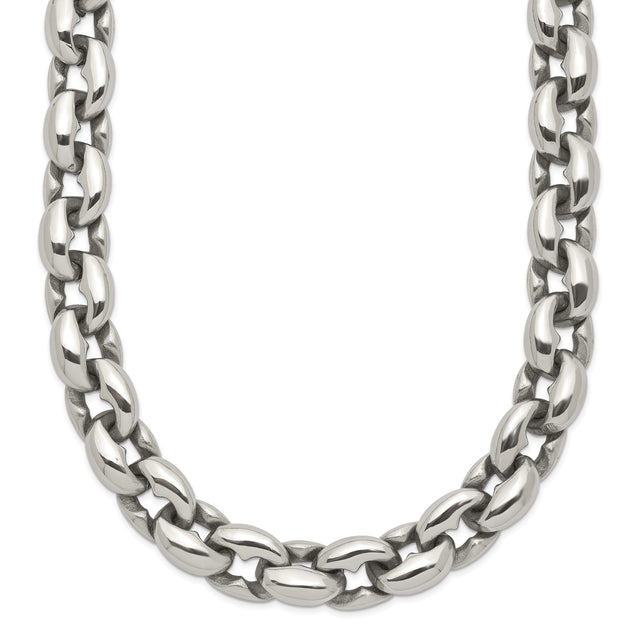 Stainless Steel 8 mm Polished Chain Necklace shown for scale