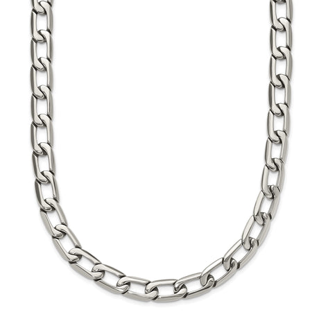 Stainless Steel 11 mm Curb Chain Necklace, Polished shown for scale