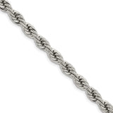 Stainless Steel 6 mm Rope Chain Necklace, Polished detail view