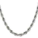 Stainless Steel 7 mm Rope Chain Necklace, Polished