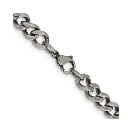 Stainless Steel 7.5 mm Curb Chain Necklace alternate angle