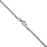 Stainless Steel 2.5 mm Box Chain Necklace, Polished alternate angle