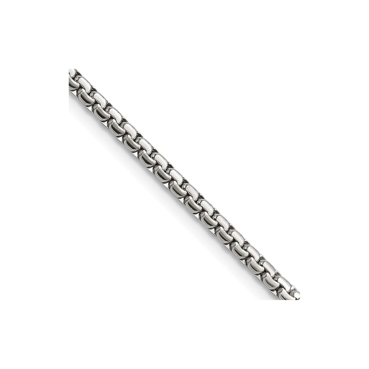 Stainless Steel 2.5 mm Box Chain Necklace, Polished detail view
