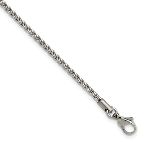 Stainless Steel 2.5 mm Polished Chain Bracelet alternate angle