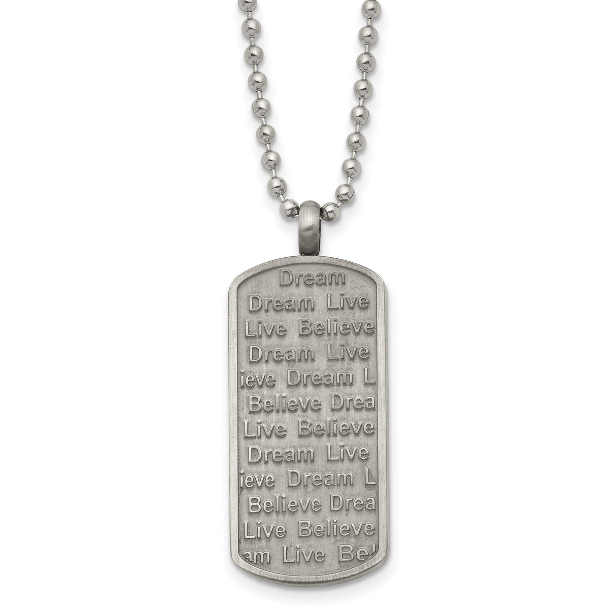 Live Dream Believe Words On Dog Tag Necklace Charm Pendant in Real 316 Stainless Steel