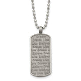 Live Dream Believe Words On Dog Tag Necklace Charm Pendant in Real 316 Stainless Steel